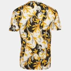 Pre Owned تي شيرت فيرساتشي طباعة ماسكيري زرقاء جيرسي تايلور فيت مقاس صغير