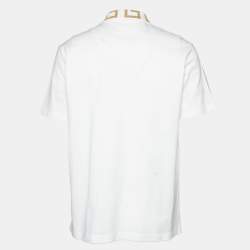 Pre Owned تي شيرت فيرساتشي بياقة غريكا بيضاء بيكيه مقاس ضخم جداً