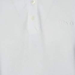 مملوكة مسبقًا Versace White Floral Embroidered Collar Pique Polo T-Shirt XXL
