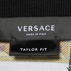 Pre Owned Versace Black Barocco Print Pique Polo T-Shirt XXL