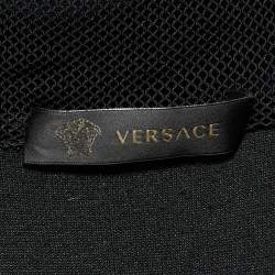Pre Owned Versace Black Velvet Zip Up Medusa Hoodie XS