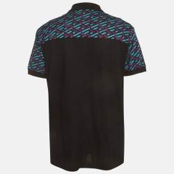 مملوكة مسبقًا تي شيرت فيرساتشي بيكيه قطن أسود بقصة تايلور بولو مقاس 3XL