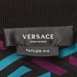 مملوكة مسبقًا تي شيرت فيرساتشي بيكيه قطن أسود بقصة تايلور بولو مقاس 3XL