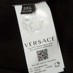 مملوكة مسبقًا تي شيرت فيرساتشي بيكيه قطن أسود بقصة تايلور بولو مقاس 3XL