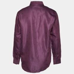 Pre Owned Versace Classic V2 Purple Textured Cotton Shirt L