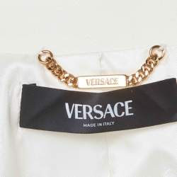 Pre Owned Versace Off White Gabardine Regular Fit Blazer XXS