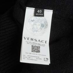 Pre Owned Versace Black Wool Blend Medusa Drawstring Hoodie S