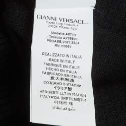 Pre Owned Versace Black Wool Blend Medusa Drawstring Hoodie S