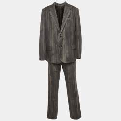 مملوكة مسبقًا Versace Grey Striped Wool Suit 3XL