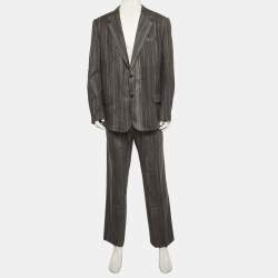 مملوكة مسبقًا Versace Grey Striped Wool Suit 3XL