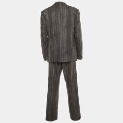 مملوكة مسبقًا Versace Grey Striped Wool Suit 3XL