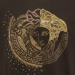 Pre Owned Versace Black Medusa Studded Jersey T-Shirt XXL