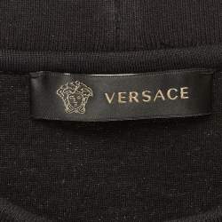 Pre Owned Versace Grey Medusa Leather Trim Neoprene Sweatshirt L