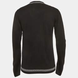 مملوكة مسبقًا سويتر فيرساتشي تريكو صوف أسود مقاس كبير