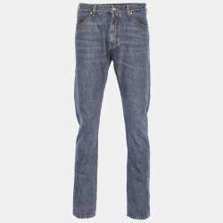 Pre Owned بنطلون جينز فيرساتشي أسود جزئي جلد مقاس كبير جداً (اكس لارج) (محيط الخصر 36)