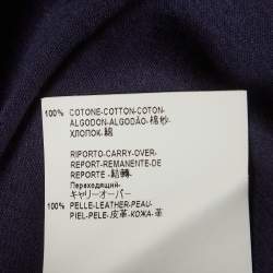 Pre Owned Versace Nacvy Blue Leather Applique Jersey T-Shirt M