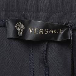 Pre Owned Versace Blue Cotton Zip Detail Pants XXXL