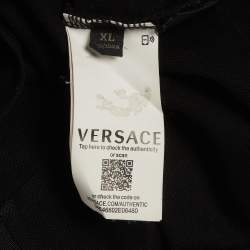 Pre Owned Versace Black Medusa Embroidered Pique Polo T-Shirt XL