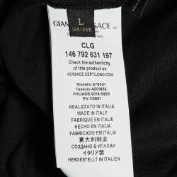 Pre Owned Versace Black Logo Embroidered Jersey Crew Neck T-Shirt L