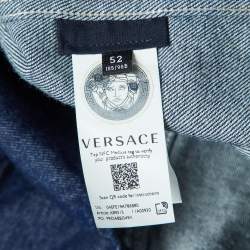 Pre Owned Versace Blue Denim Medusa Button College Fit Shirt XL