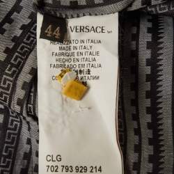 Pre Owned Versace Grey/Black Greca Motif Cotton Button Up Shirt XS