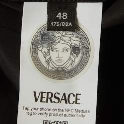 Pre Owned Versace Black Barocco Print Cotton and Silk Short Sleeve Shirt M