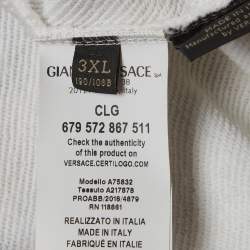 Pre Owned سويت شيرت فيرساتشي جيرسي أبيض مطبوع برقبة دائرية مقاس 3XL