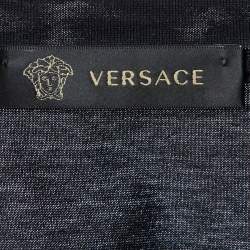 Pre Owned Versace Black Medusa Embroidered Cotton Crew Neck T-Shirt M