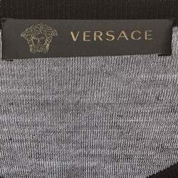 Pre Owned Versace Black Printed Knit Long Sleeve Crewneck Sweatshirt XL