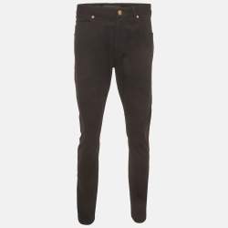Pre Owned Versace Black Stretch Denim Slim Fit Jeans L/Waist 35"