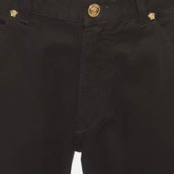 Pre Owned Versace Black Stretch Denim Slim Fit Jeans L/Waist 35"