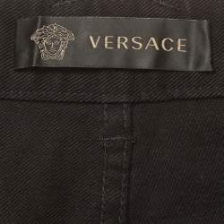 Pre Owned Versace Black Stretch Denim Slim Fit Jeans L/Waist 35"