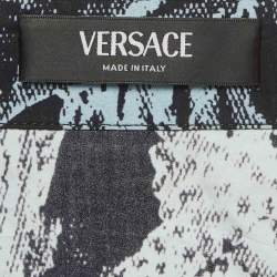 Pre Owned Versace Navy Blue Baroque Stencil Print Poplin Shirt M