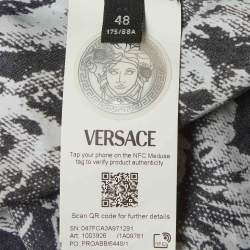 Pre Owned Versace Navy Blue Baroque Stencil Print Poplin Shirt M