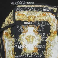 Pre Owned Versace Black Medusa Renaissance Print Cotton & Silk Mitchel Fit T-Shirt L