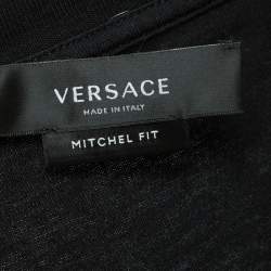 Pre Owned Versace Black Medusa Renaissance Print Cotton & Silk Mitchel Fit T-Shirt L