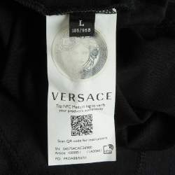 Pre Owned Versace Black Medusa Renaissance Print Cotton & Silk Mitchel Fit T-Shirt L