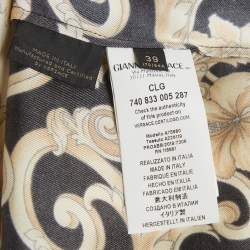 Pre Owned Versace Black/Gold Baroque Print Silk Button Down Shirt M