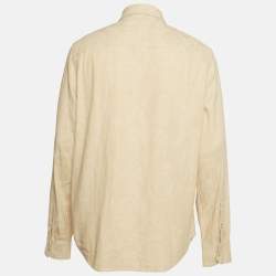 مملوكة مسبقًا Versace Beige Barocco Jacquard Denim Button-Down Shirt S