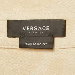 مملوكة مسبقًا Versace Beige Barocco Jacquard Denim Button-Down Shirt S
