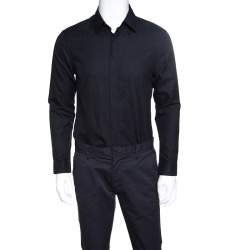 Pre Owned Versace Black Cotton Jacquard Long Sleeve Slim Fit Shirt L