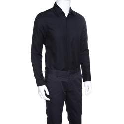 Pre Owned Versace Black Cotton Jacquard Long Sleeve Slim Fit Shirt L