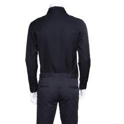Pre Owned Versace Black Cotton Jacquard Long Sleeve Slim Fit Shirt L
