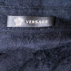 Pre Owned Versace Black Cotton Jacquard Long Sleeve Slim Fit Shirt L