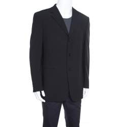 Pre Owned Versace Classic Black Striped Wool Tailored Blazer XL