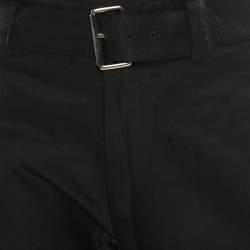 Versace Black Patterned Cloque Silk Wool Tapered Trousers L