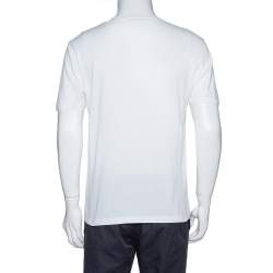 Pre Owned Versace White Cotton Logo Graphic Print Crew Neck Fitted T Shirt L 