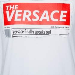 Pre Owned Versace White Cotton Logo Graphic Print Crew Neck Fitted T Shirt L 