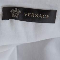 Pre Owned Versace White Cotton Logo Graphic Print Crew Neck Fitted T Shirt L 