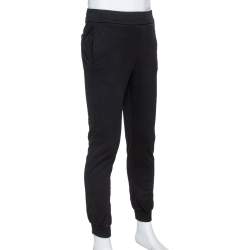 Versace Black Logo Print Cotton Elasticized Waist Jogger Pants M